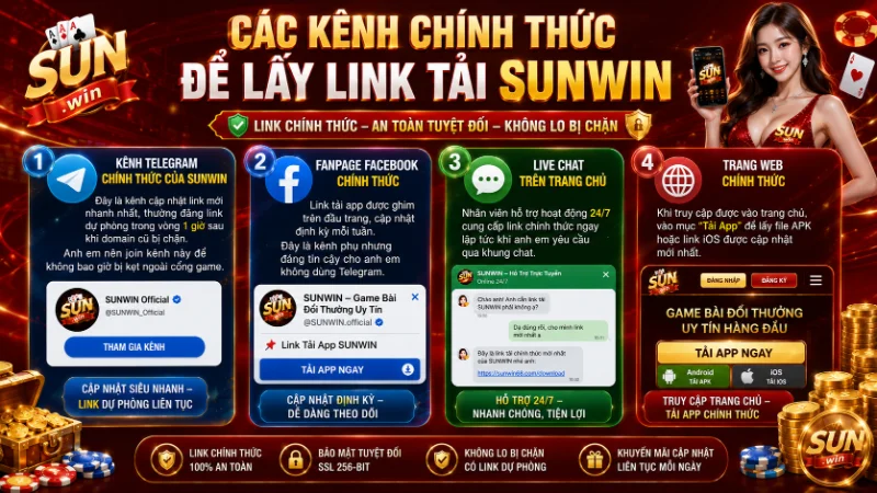 Các kênh chính thức để lấy link tải SUNWIN